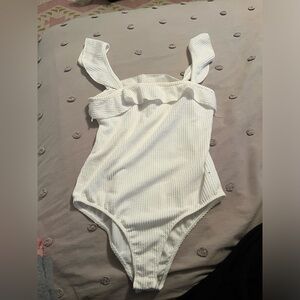 medium caution to the wind bodysuit, white